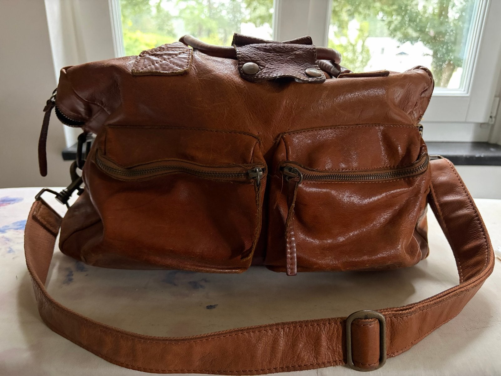 Bruine Cowboybag - Stoere Leren Schoudertas, Ophalen, Gebruikt, Bruin, Schoudertasje