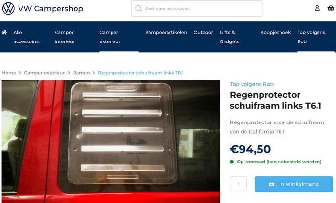 Regenprotector ventilatierooster schuifraam links VW T6.1, Ophalen, Zo goed als nieuw