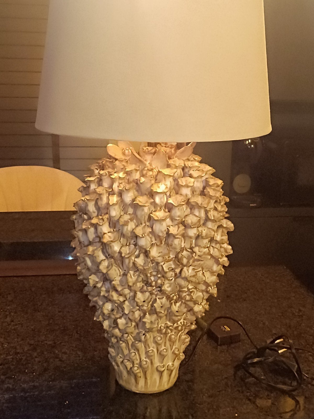 Exclusieve coral tafellamp Lumiere selections handgemaakt, Ophalen of Verzenden, Keramiek, Handgemaakt