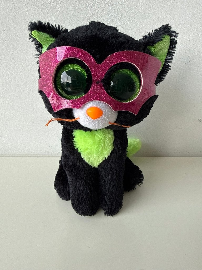 Knuffel zwarte kat Jinxy 15 cm / Ty Beanie Boo's / Halloween, Zwart, Ophalen of Verzenden, Zo goed als nieuw, Kat