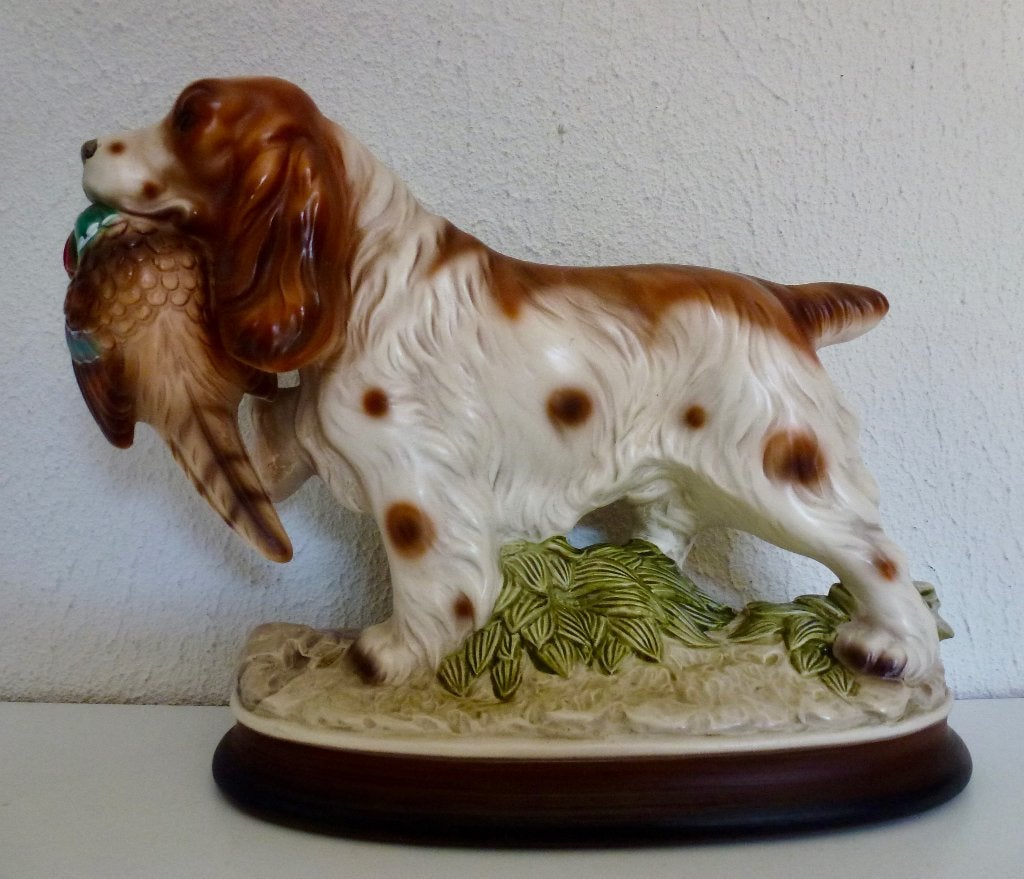 Vintage Italiaans Beeld - Jachthond met Fazant (22 cm)., Verzamelen, Verzenden, Gebruikt