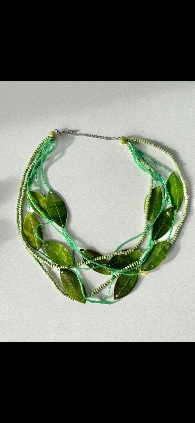 sierlijke JAREN ‘90 GLAZEN KETTING ‘FLORALE NATUUR’  STIJL’, Overige materialen, Verstelbaar, Nieuw, Ophalen of Verzenden