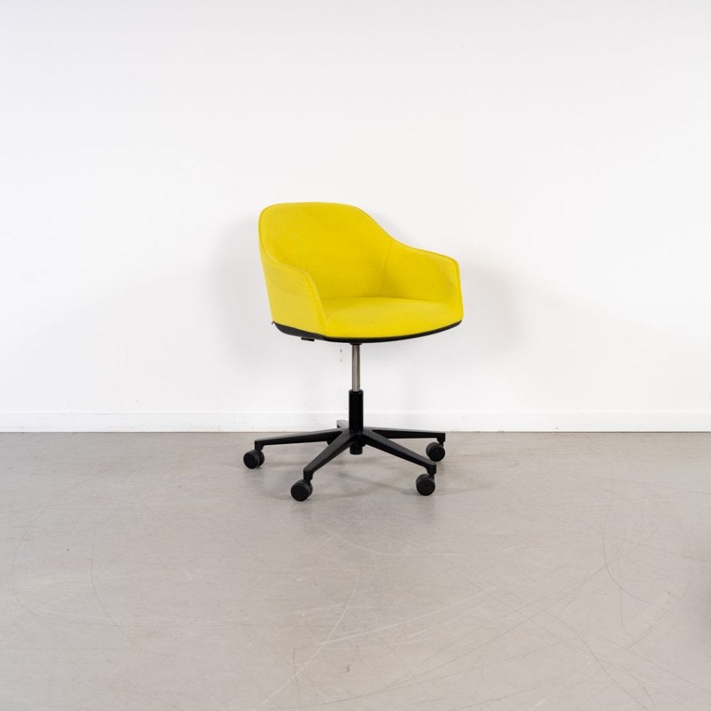 Vitra Softshell Bureaustoel Geel Leer - Zwart, Niet ingevuld, Zo goed als nieuw, Niet ingevuld, Niet ingevuld