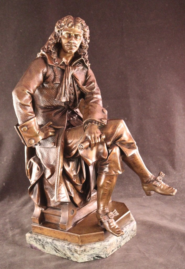 Antiek bronzen beeld Molière, Ophalen of Verzenden