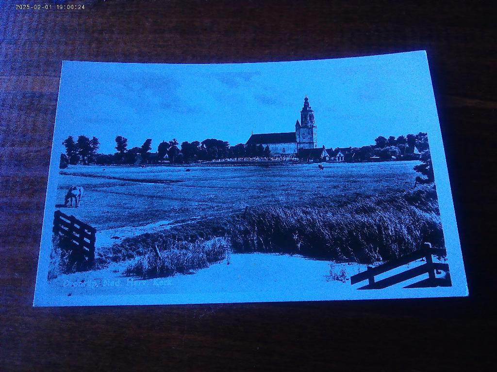 E34 - Dronrijp - Vergezicht - Kerk - Mooi/Oud, Ophalen of Verzenden, 1960 tot 1980, Groningen