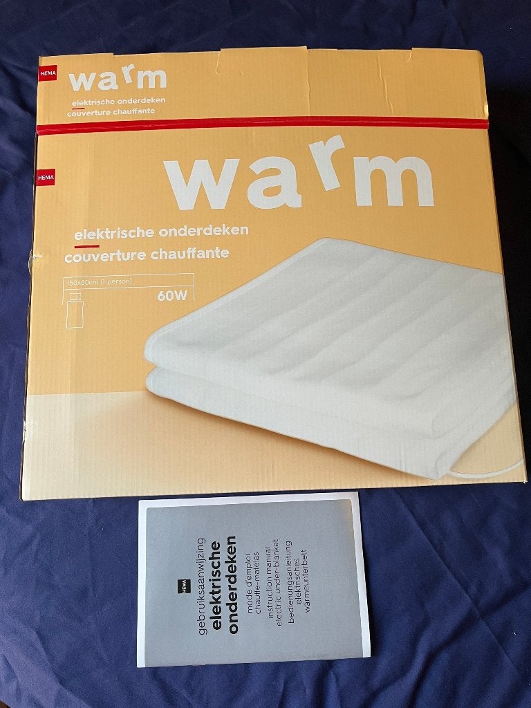 HEMA Elektrische Deken 150x80, Wasbaar, Ophalen of Verzenden, 150 cm, Wit