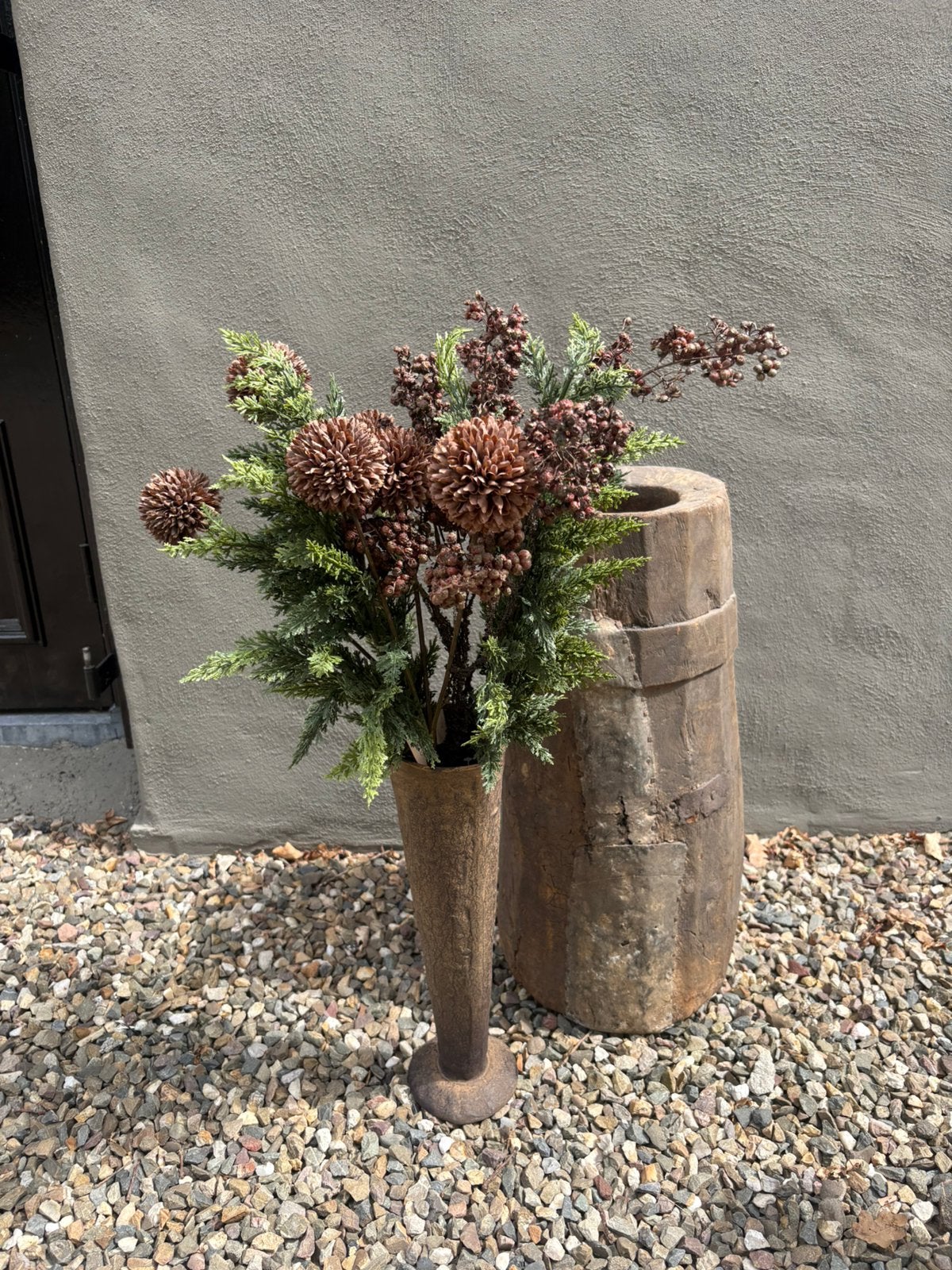 Kunst zijde bloemen takken boeket plantjes imitatie, Minder dan 30 cm, Rond, Ophalen of Verzenden, Zo goed als nieuw