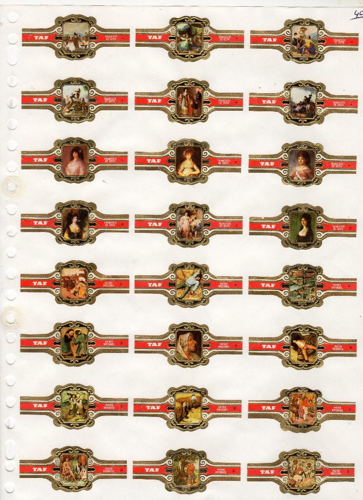 TAF  NF  Schilderijen  Goya - Breughel, Verzamelen, Verzenden, Zo goed als nieuw, Sigarenbandjes