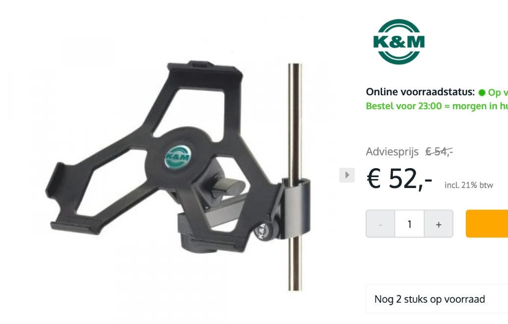 Konig &a meyer 19722 ipad houder voor statief, Ophalen, Gebruikt, Muziekstandaard, Overige instrumenten