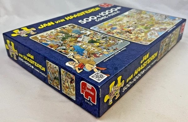 Jan van Haasteren puzzel Combibox Rommelmarkt 500 & USA 1000, Hobby en Vrije tijd, Denksport en Puzzels, Verzenden, 500 t/m 1500 stukjes