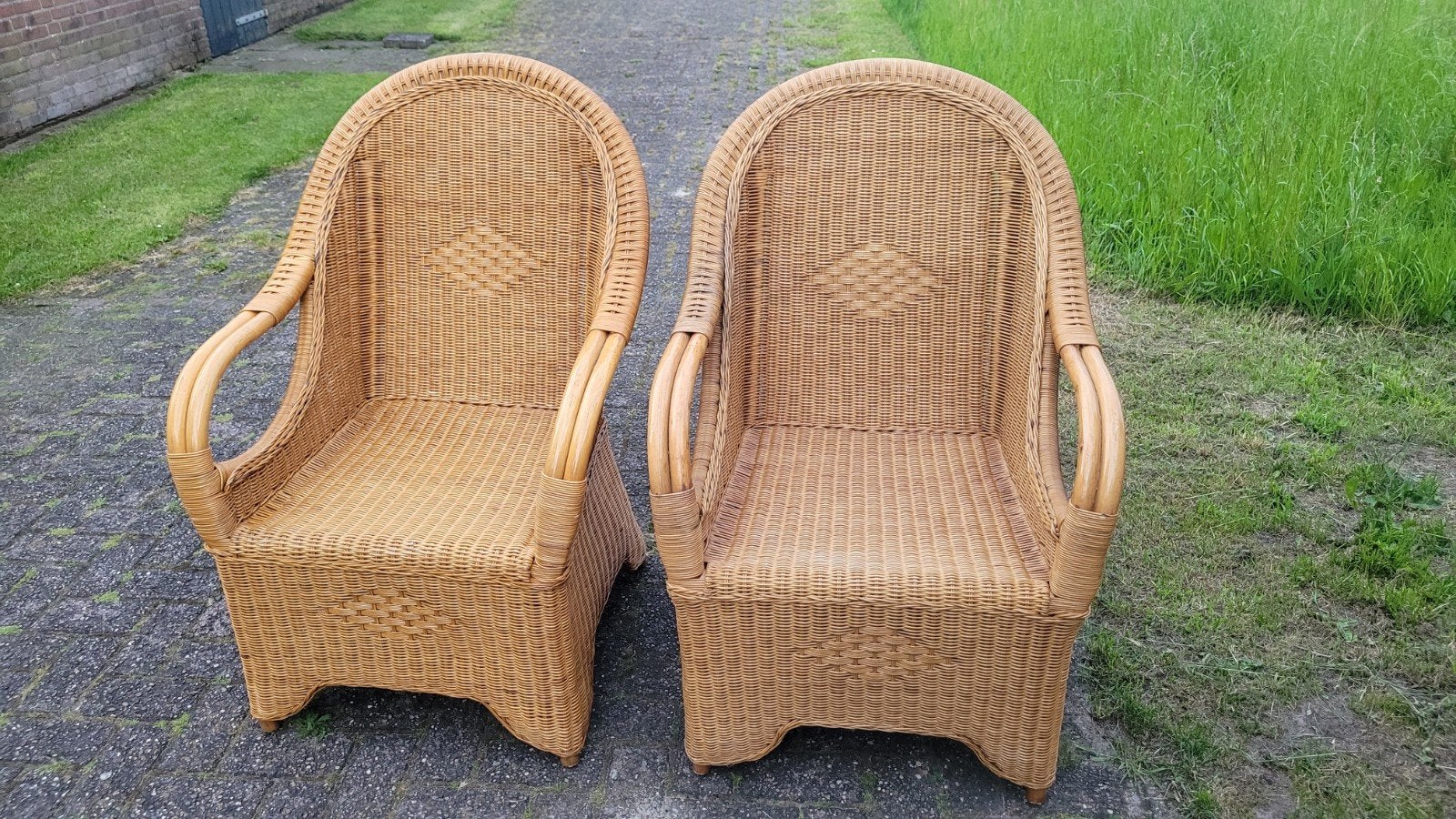Set van 2 rotan fauteuils - Vintage rieten stoelen, Ophalen