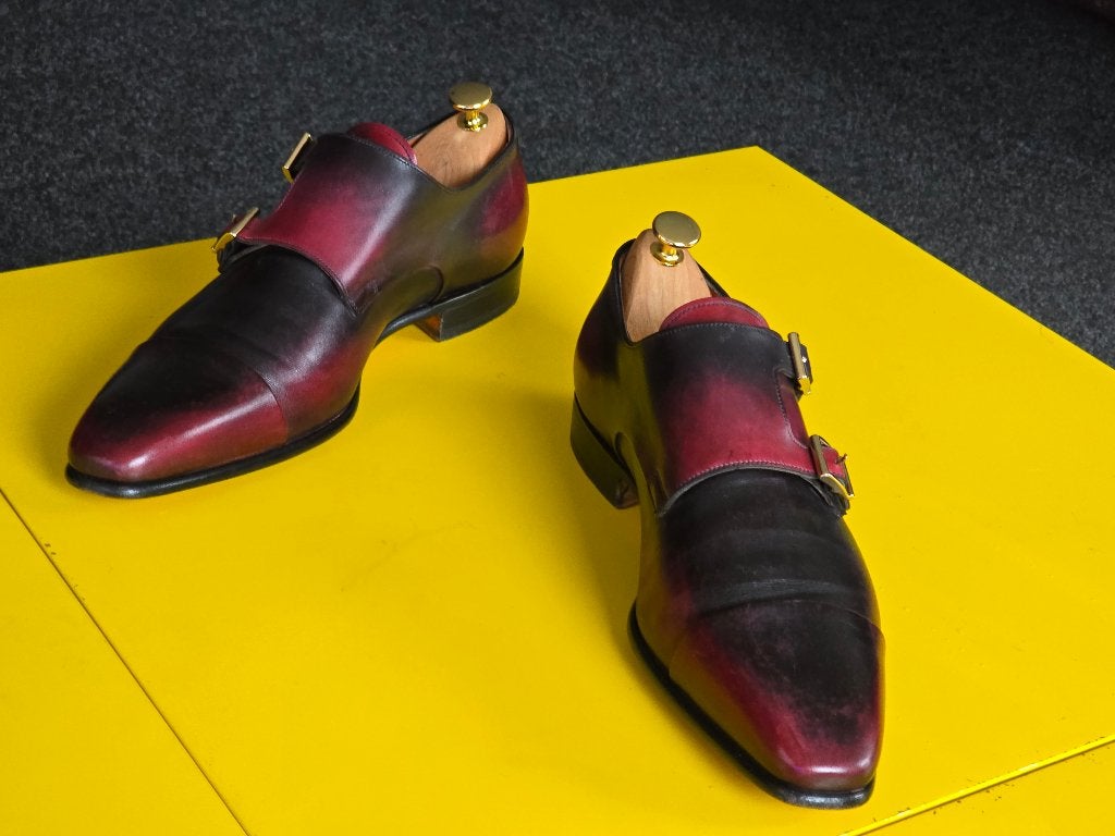Nieuw Santoni schoenen met 2 gesp en wijn rood kleur maat 43, Kleding | Heren, Schoenen, Nieuw, Gespschoenen, Overige kleuren
