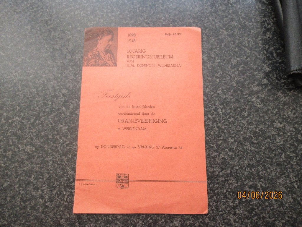 FEESTGIDS ORANJEVERENIGING WERKENDAM -50JR, WILHELMINA-1948, Boeken, Geschiedenis | Stad en Regio, Ophalen of Verzenden, 20e eeuw of later