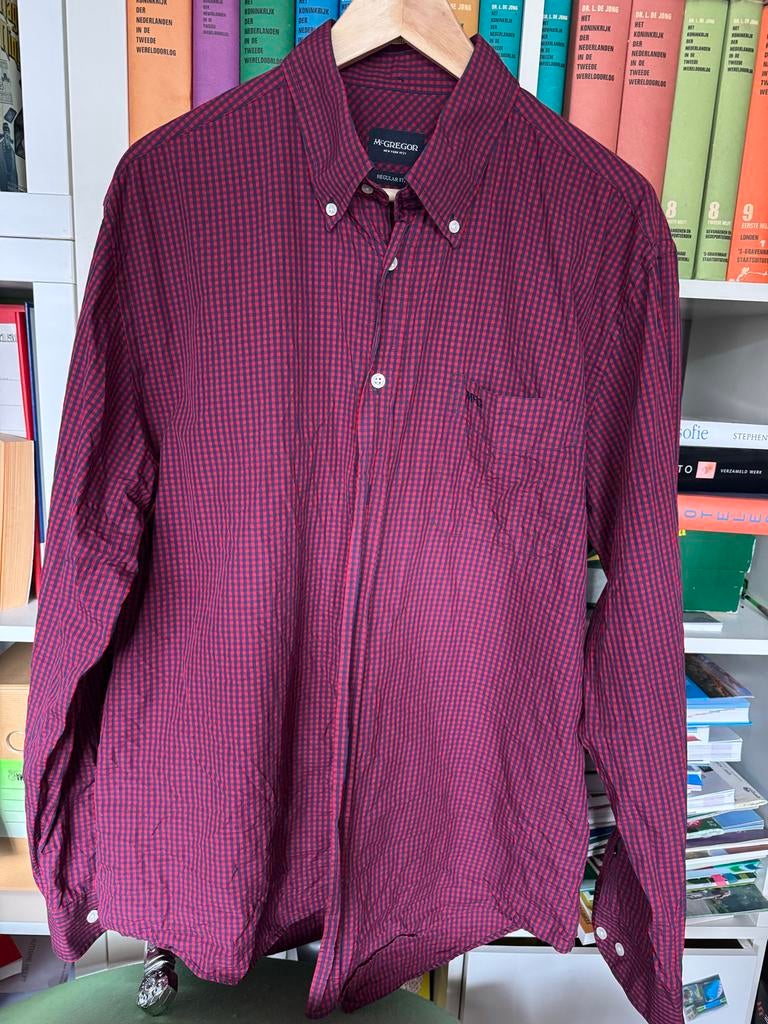 McGregor Overhemd mt D5/XL Regular Fit rood-blauw ruit, Ophalen of Verzenden, Gedragen, Blauw, Halswijdte 43/44 (XL)