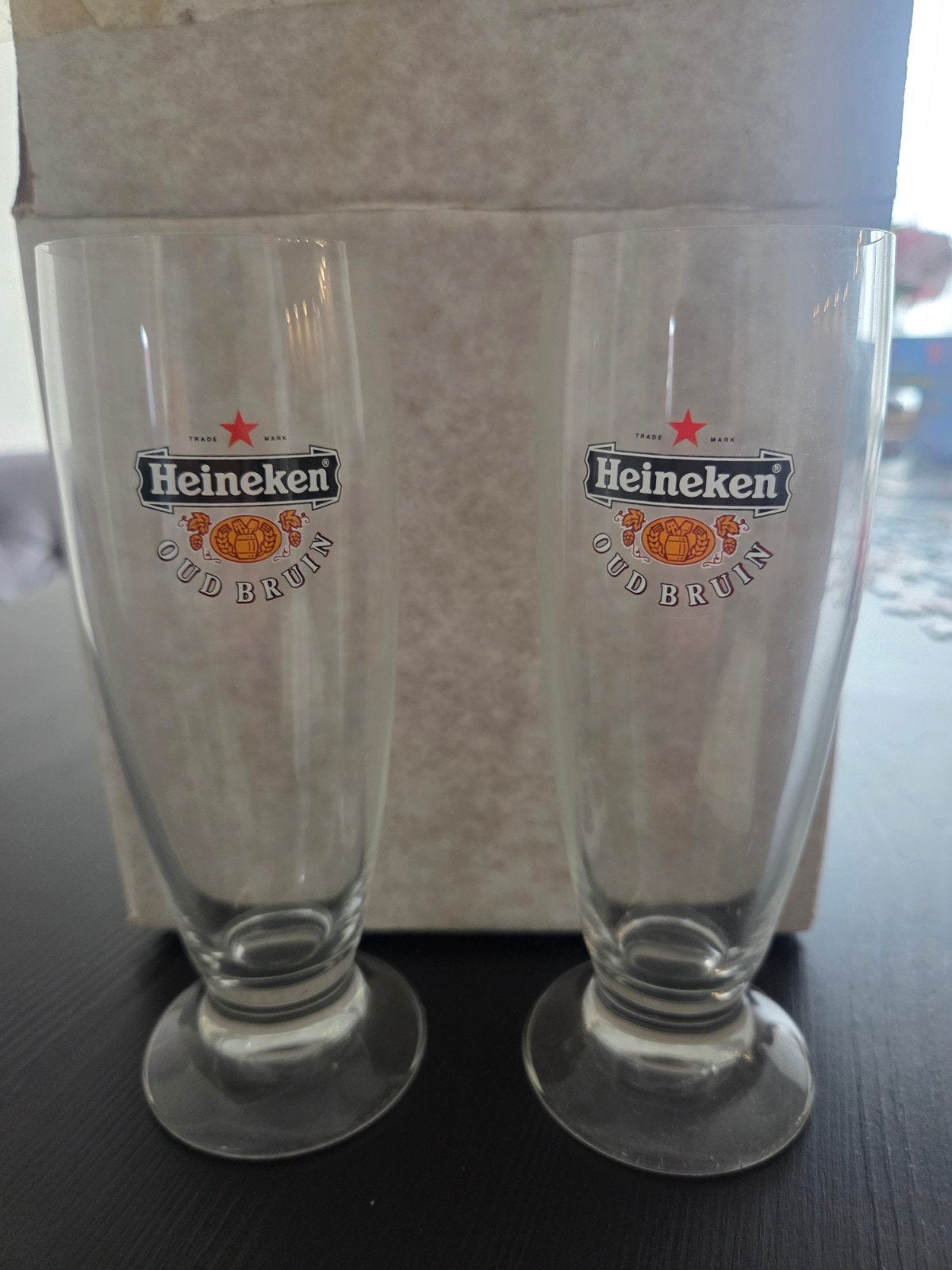 Heineken Oud Bruin Glazen - Set van 2, Ophalen of Verzenden, Nieuw, Glas