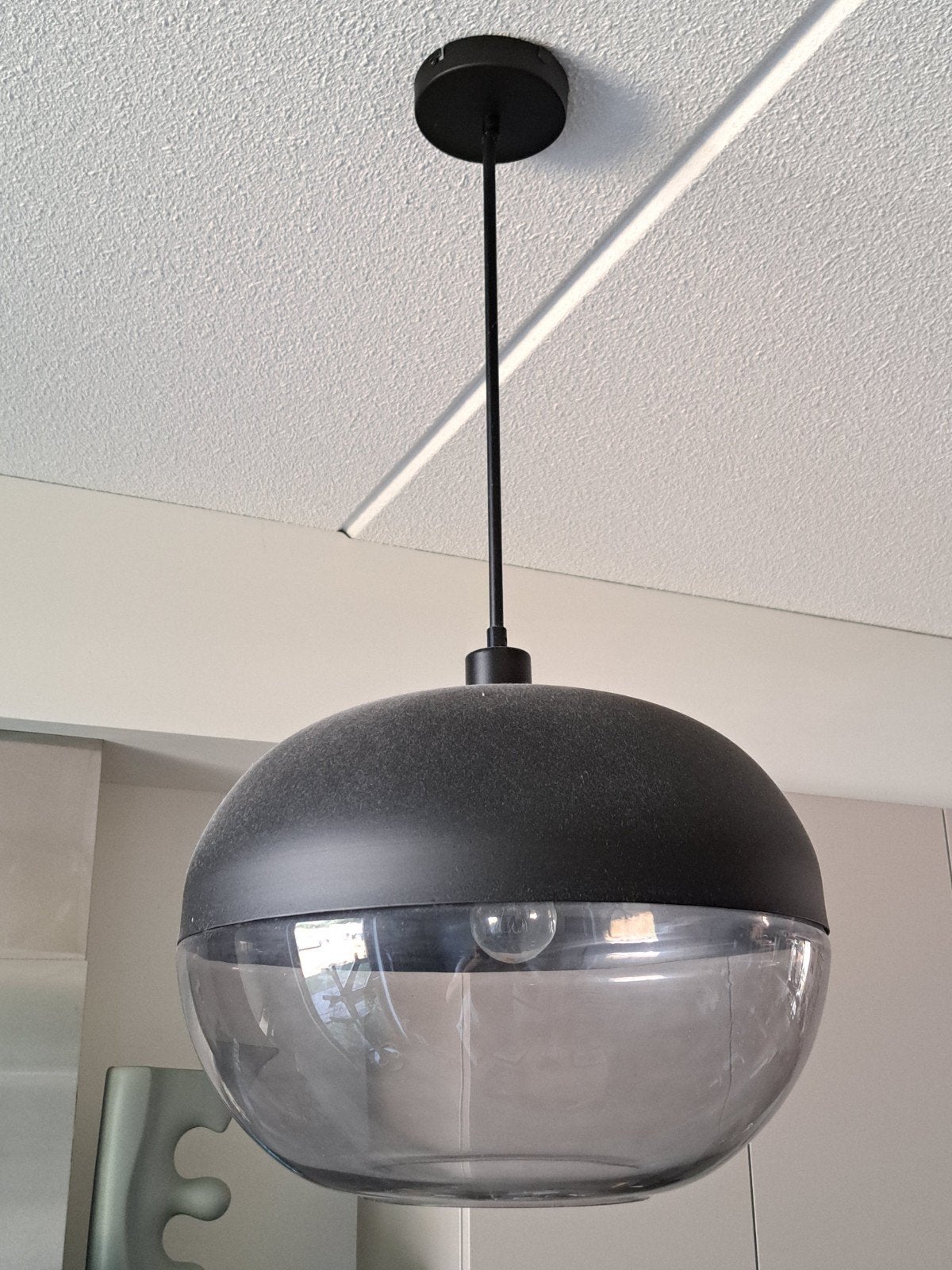 Henriëtte Hanglamp - Zwart met Rookglas, Huis en Inrichting, Ophalen, Modern, Industrieel, E27 (groot), Zo goed als nieuw