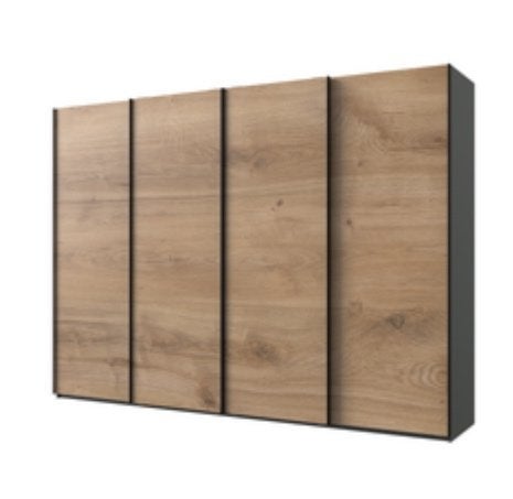 Grote kledingkast Eiken / Grafiet zweefdeuren nieuw in doos, Huis en Inrichting, Kasten | Kledingkasten, Ophalen, Met deur(en)