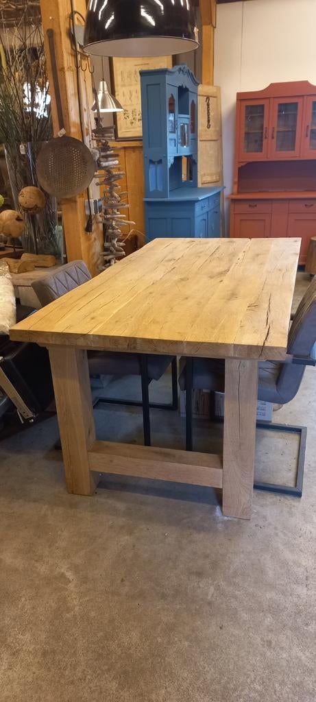 Oude gebinten tafel  Eikenhout, Huis en Inrichting, Tafels | Eettafels, 50 tot 100 cm, 200 cm of meer, Rechthoekig, Ophalen