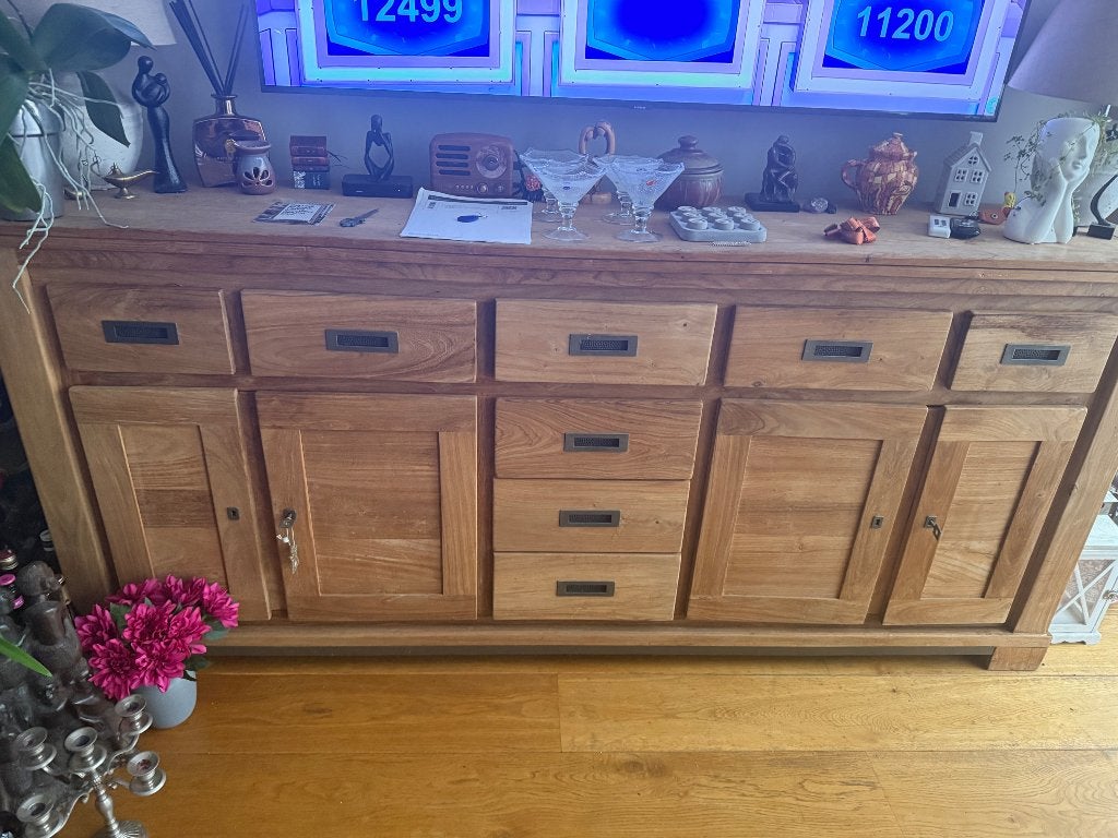 Te koop commode, Ophalen, Teakhout, Zo goed als nieuw, 200 cm of meer