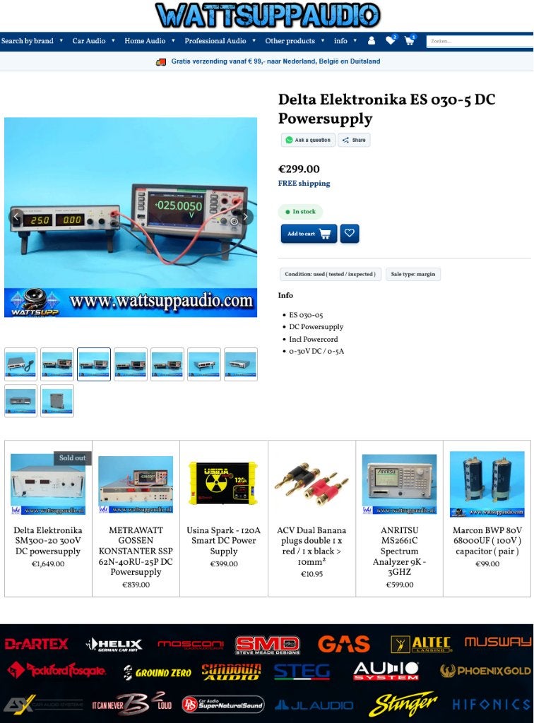 Delta Elektronika ES 030-5 DC Powersupply / Labvoeding, Doe-het-zelf en Verbouw, Gebruikt, ., Elektriciteit, Ophalen of Verzenden