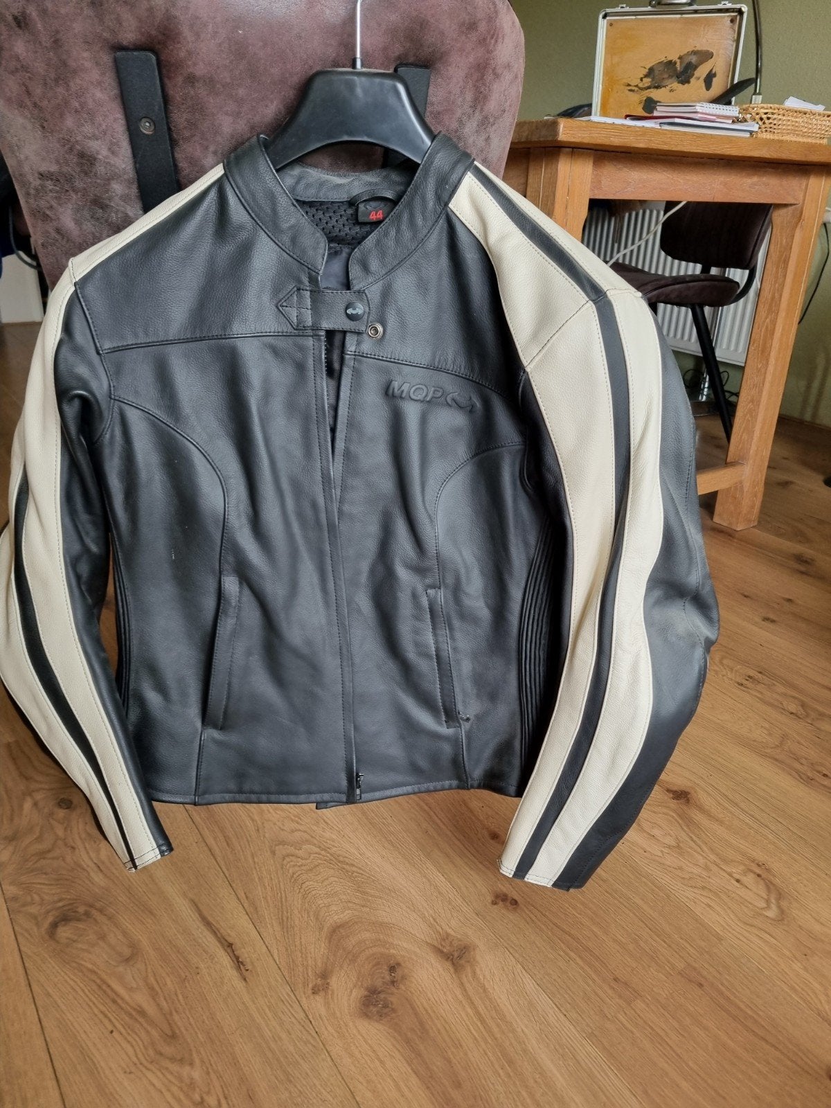 MQP Leren Motorjas Dames Maat 44 Zwart/Crème, Motoren, Kleding | Motorkleding, Ophalen, MQP, Jas | leer, Nieuw zonder kaartje