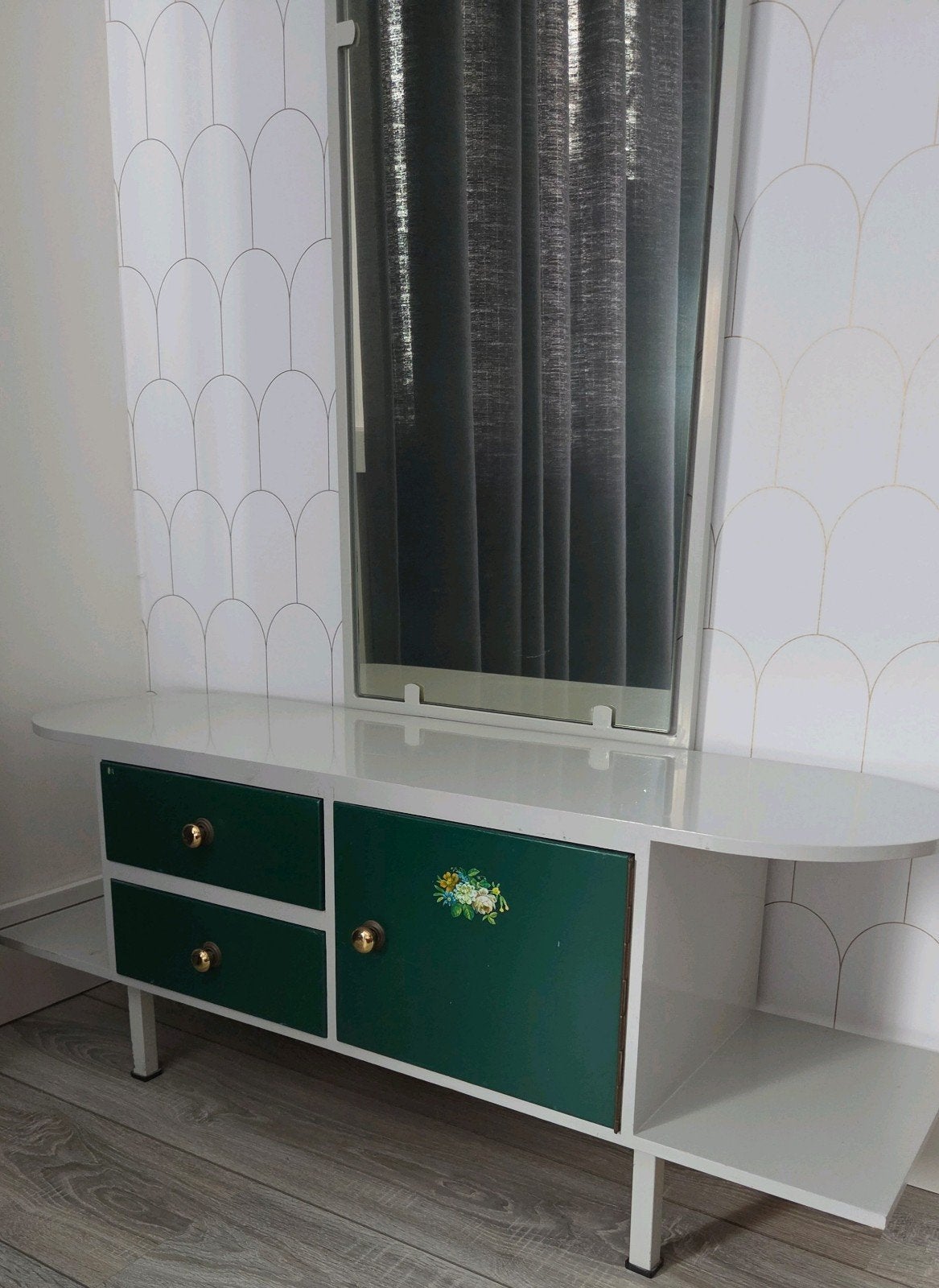 Vintage kaptafel met spiegel - 100x160 cm, Ophalen, Gebruikt, 100 tot 125 cm, Overige vormen