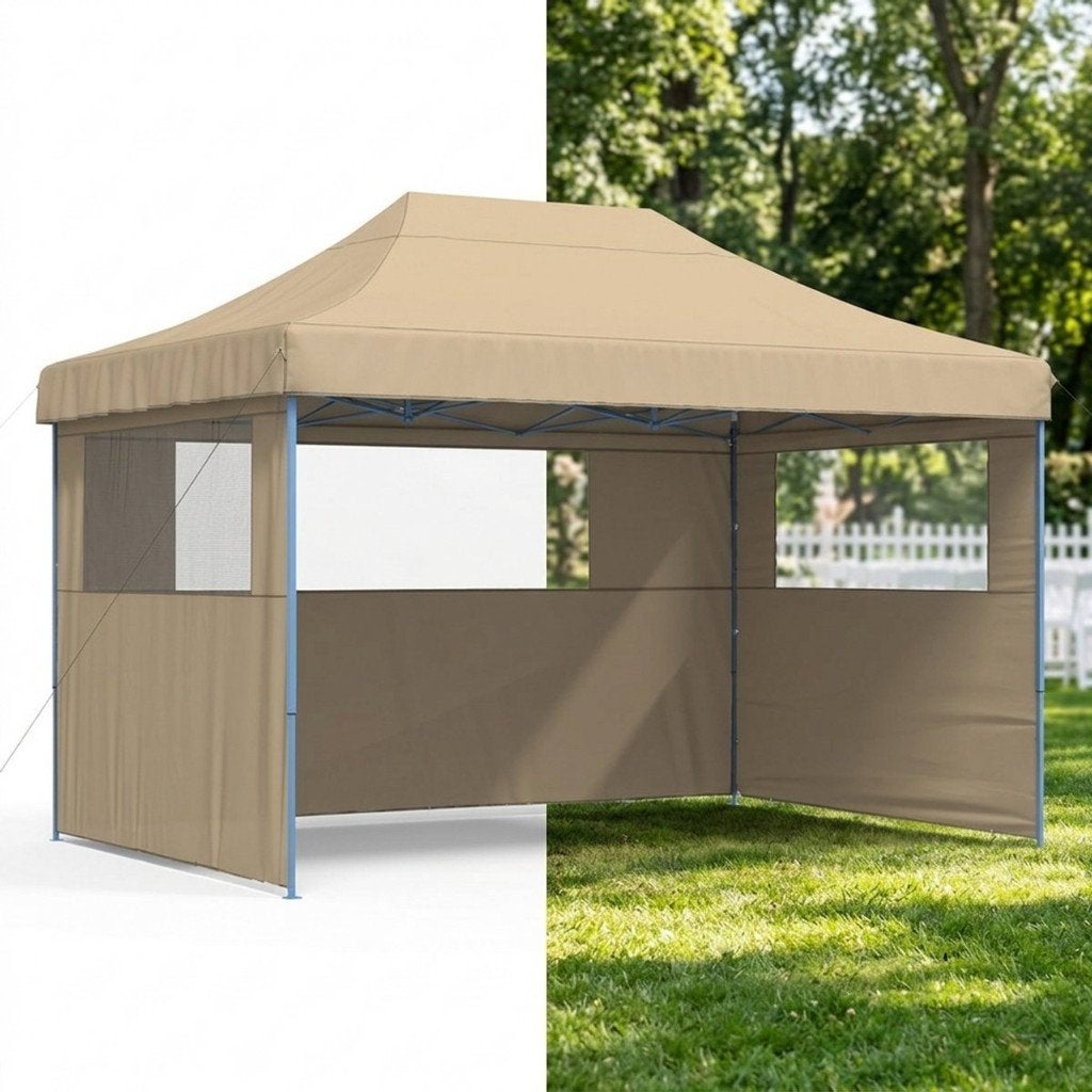 Partytent, Paviljoen, 3x4, Easy-up, Met Zijwanden, Beige, Opvouwbaar, Partytent, Minder dan 4 meter, Nieuw