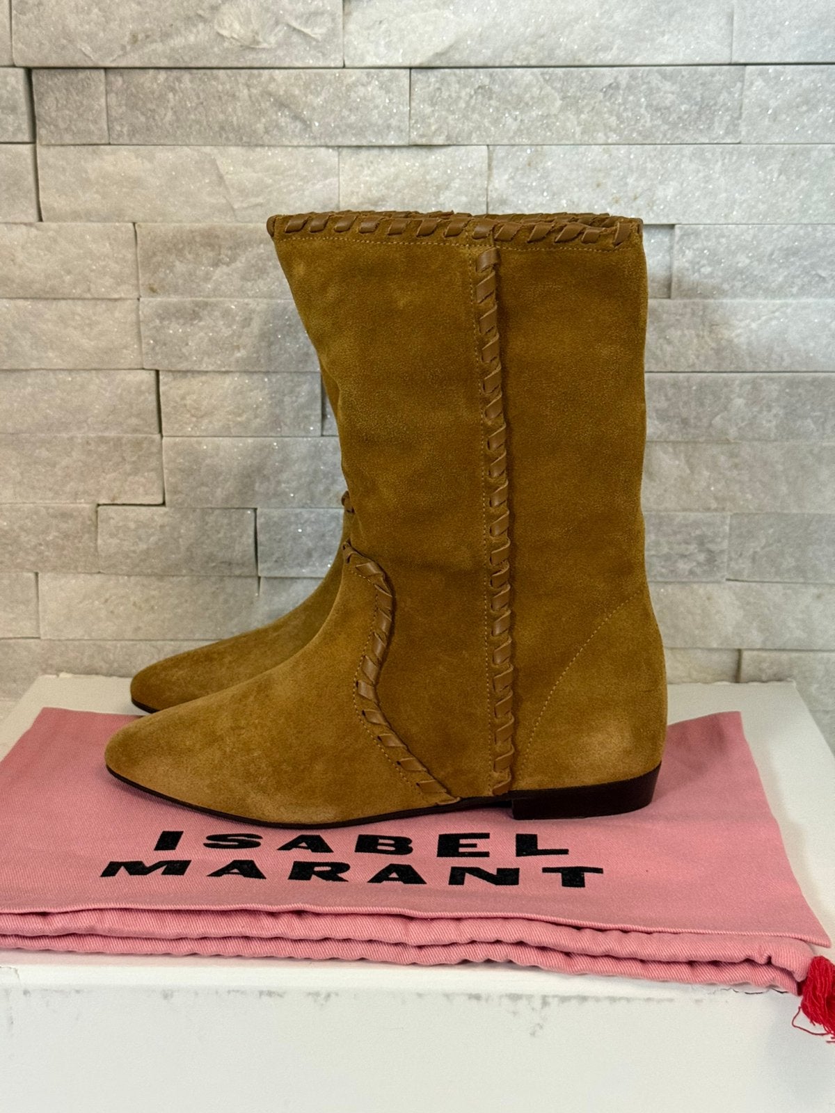 Isabel Marant Staeni Suède Enkellaarzen, Isabel Marant, Beige, Lage of Enkellaarzen, Nieuw
