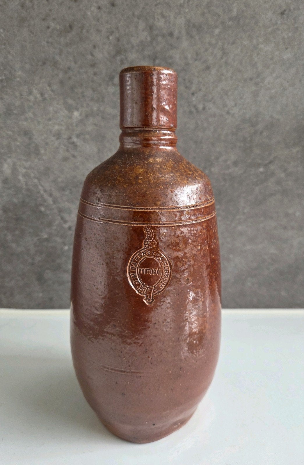 Portugese gres fles aardewerk, steengoed, zoutglazuur, Ophalen of Verzenden