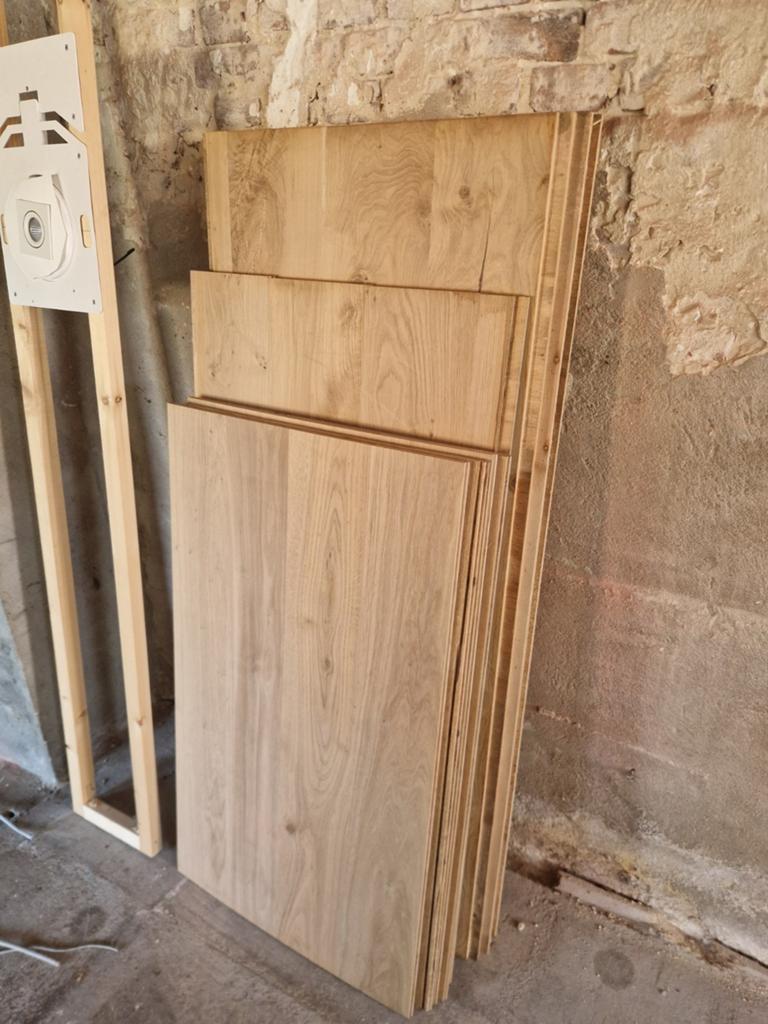 Eiken houten planken/platen, Doe-het-zelf en Verbouw, Hout en Planken, Ophalen, Gebruikt, Minder dan 25 mm, Eiken