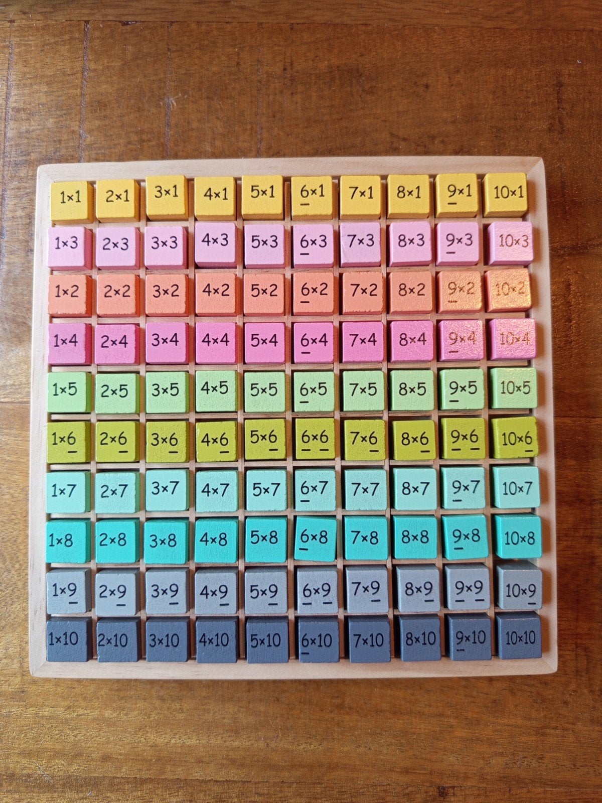 Montessori Houten Vermenigvuldigingsbord 1-10, Ophalen of Verzenden, Zo goed als nieuw, Rekenen