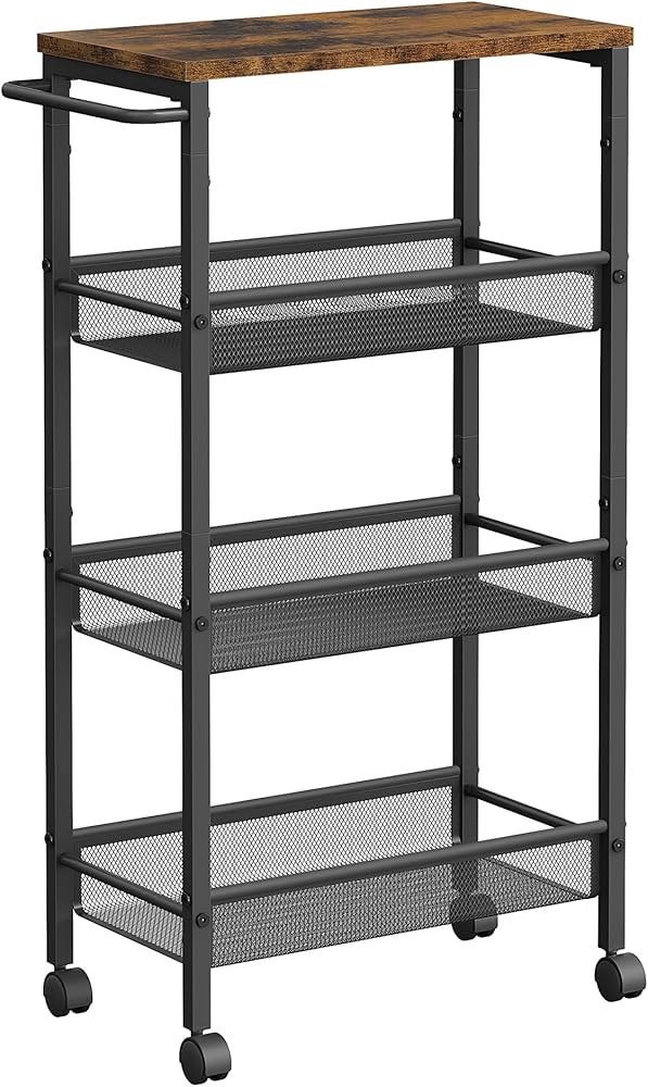 Trolley - Bruin/zwart - 22 x 45,5 x 77 LRC033B01, Huis en Inrichting, Kasten | Stellingkasten, Nieuw, Ophalen