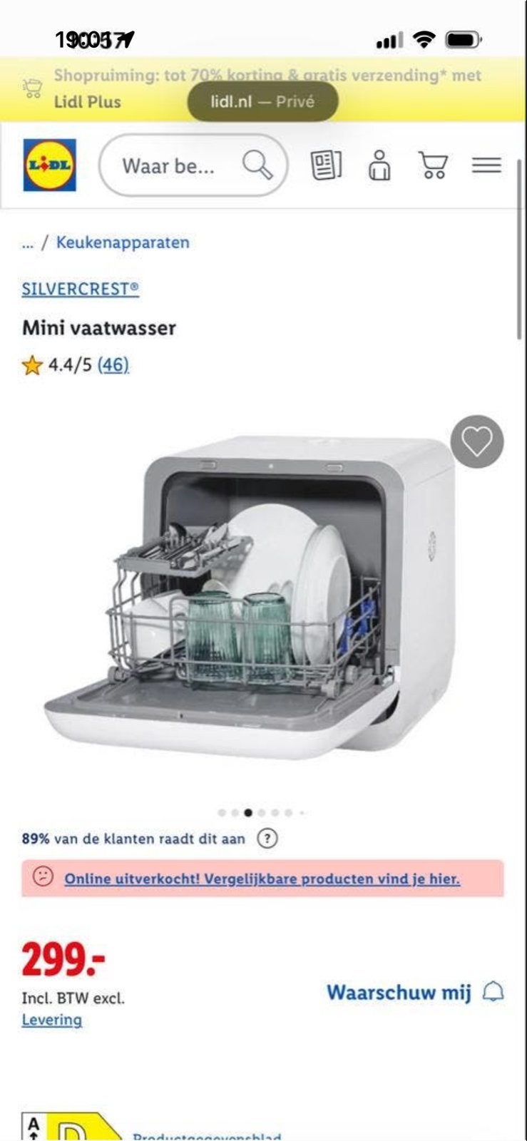 Silvercrest Mini Vaatwasser - Compact en Efficiënt, Minder dan 85 cm, Eco programma, Minder dan 10 liter, Ophalen of Verzenden