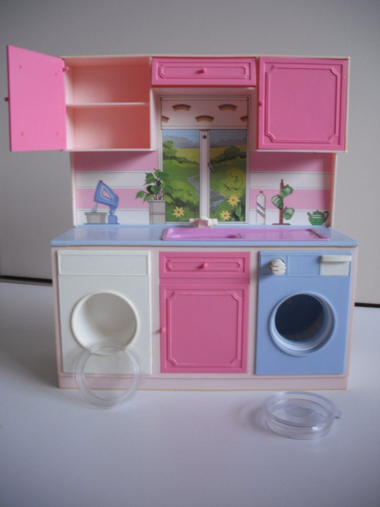Vintage Barbie Keuken Speelset - Roze en Blauw, Ophalen of Verzenden, Gebruikt, Accessoires