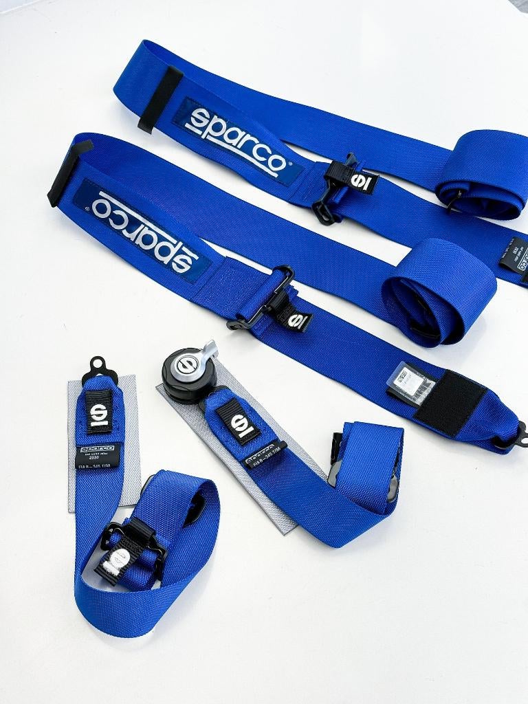Sparco FIA H4 4-punts gordel Blauw zwart rood, Ophalen of Verzenden