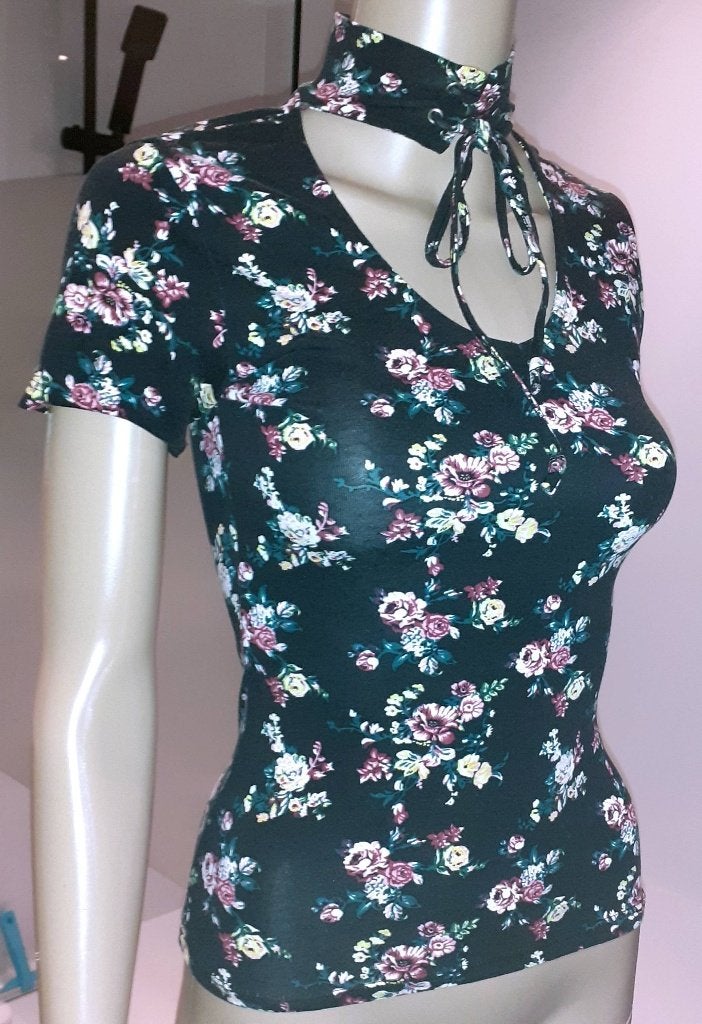 Dames t-shirt met corset hals en bloemen Tally Weijl XS, Ophalen of Verzenden, Zo goed als nieuw, Maat 34 (XS) of kleiner, Korte mouw