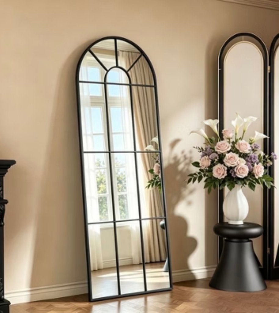 Spiegel met Arch (Zwarte Frame), Ophalen, Zo goed als nieuw, 75 tot 100 cm, 150 tot 200 cm
