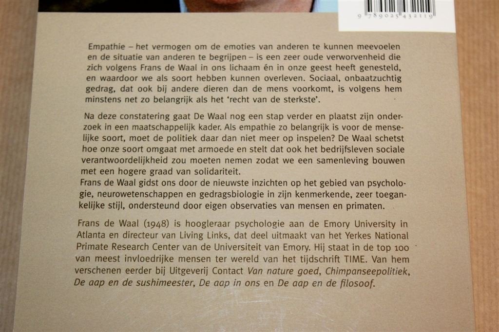 Een Tijd voor Empathie — Frans de Waal, Contact 2009, Boeken, Ophalen of Verzenden, Gelezen