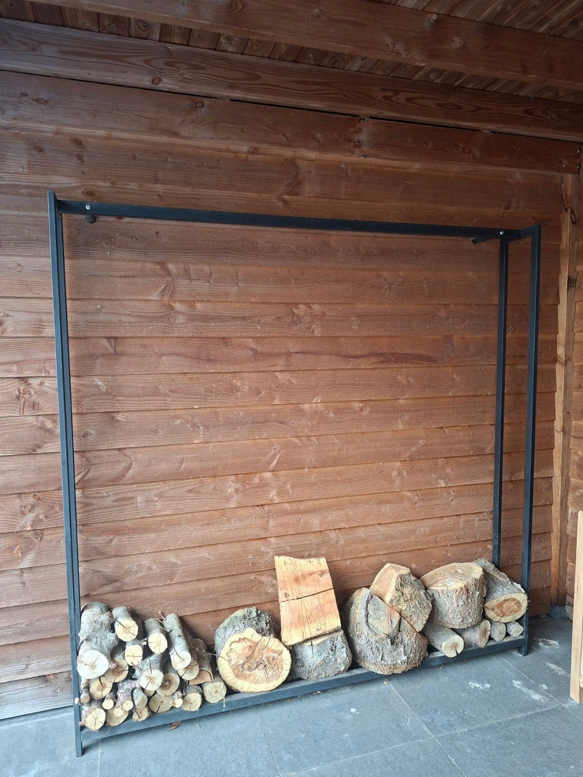 Haardhoutrek / houtopslag zwart metaal 201 cm, Minder dan 3 m³, Ophalen