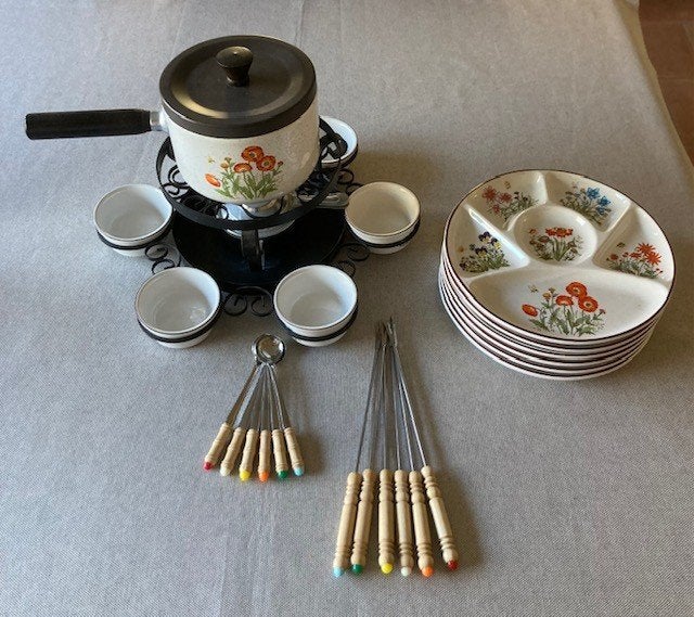 Te koop: mooi fonduestel compleet met toebehoren., Witgoed en Apparatuur, Ophalen, Zo goed als nieuw, Brander, Fondueset