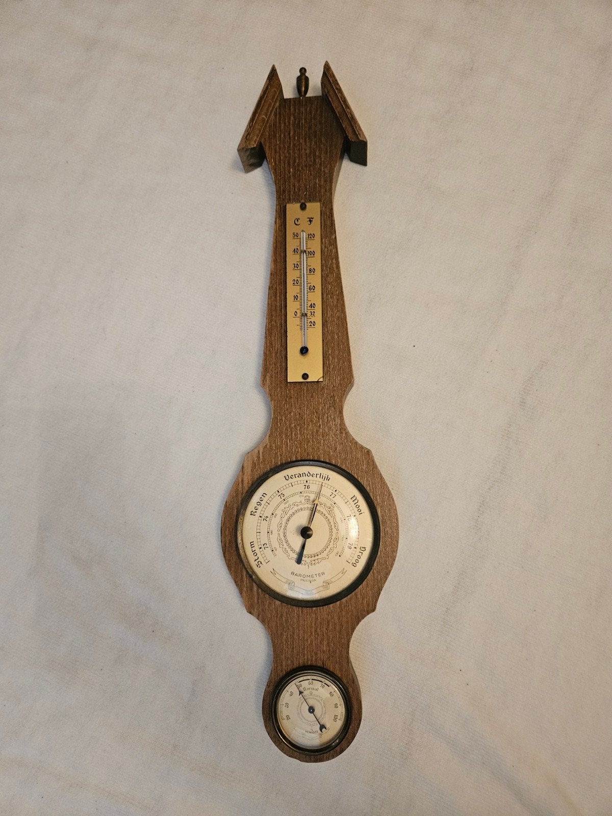 Vintage Weerstation met Barometer, Thermometer, Hygrometer, Audio, Tv en Foto, Weerstations en Barometers, Ophalen, Gebruikt, Weerstation