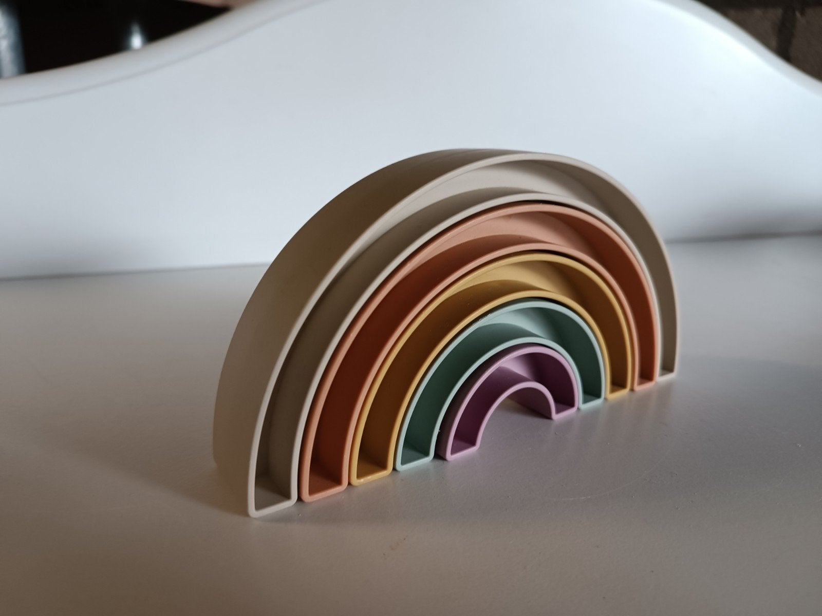 Regenboog Stapelblokken Pastel - Educatief Speelgoed, Ophalen of Verzenden, Zo goed als nieuw, Knutselen