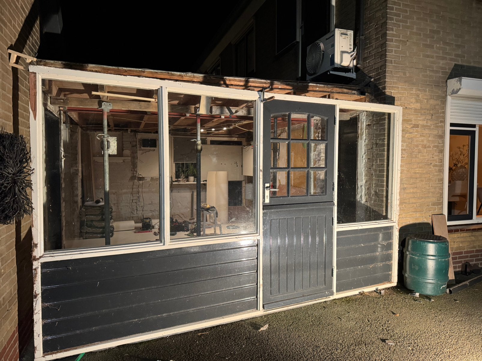 Zijgevel met dubbele (voor)deur., Ophalen, Gebruikt, 150 tot 225 cm, Inclusief glas