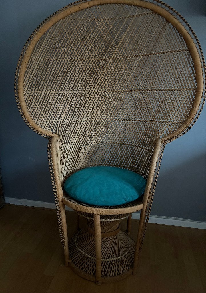 Rieten stoel, Huis en Inrichting, Stoelen, Ophalen, Bruin, Stof, Zo goed als nieuw