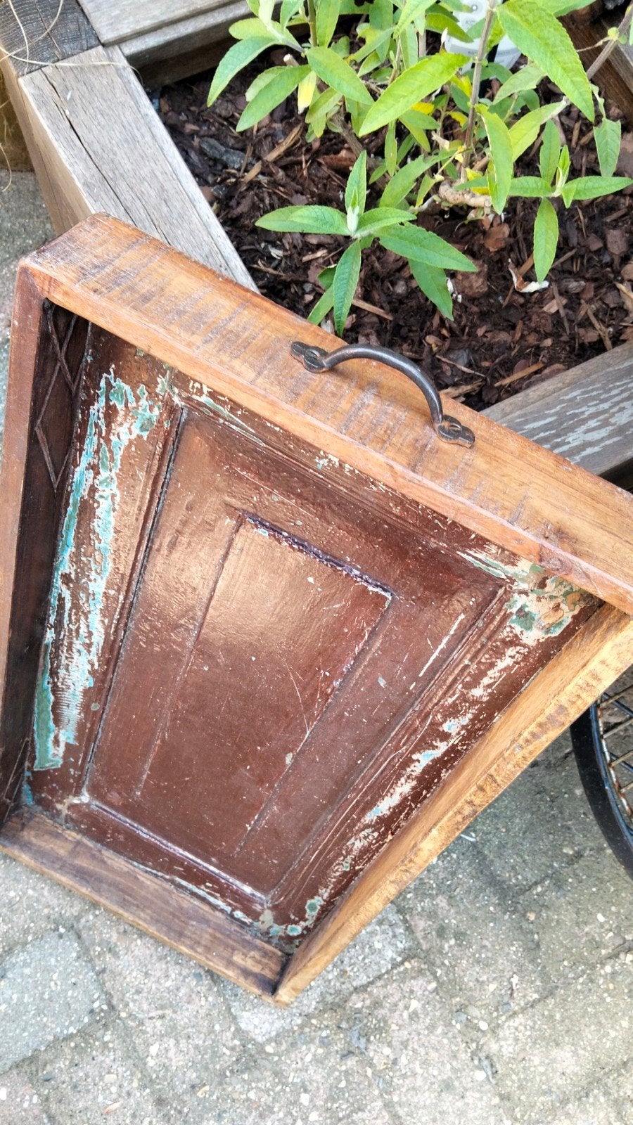 Brocante grote zware dienblad. Met mooie details, Ophalen, Gebruikt, ., .