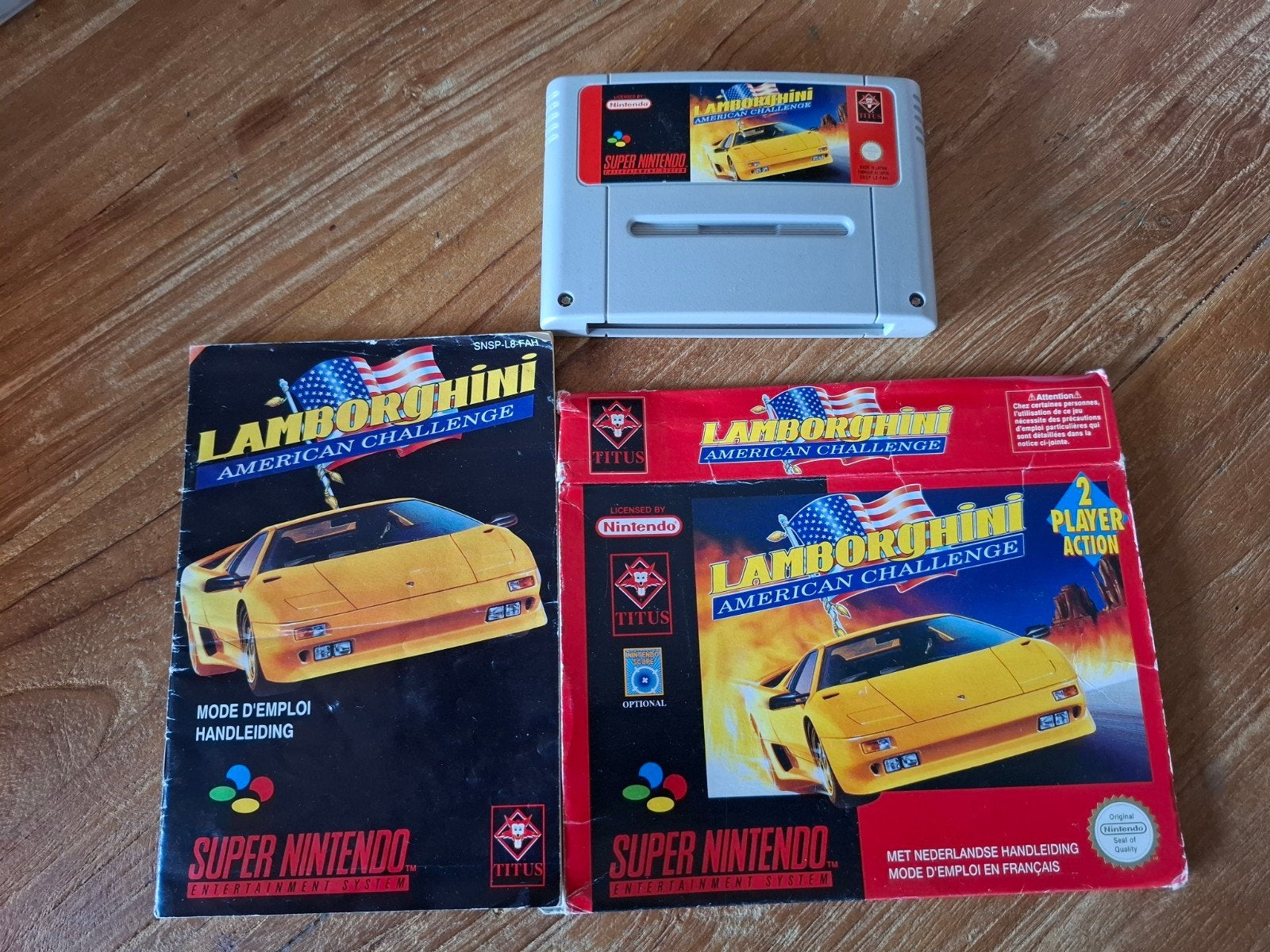 Lamborghini American Challenge SNES - Compleet met doos, Spelcomputers en Games, Games | Nintendo Super NES, Gebruikt, Racen en Vliegen