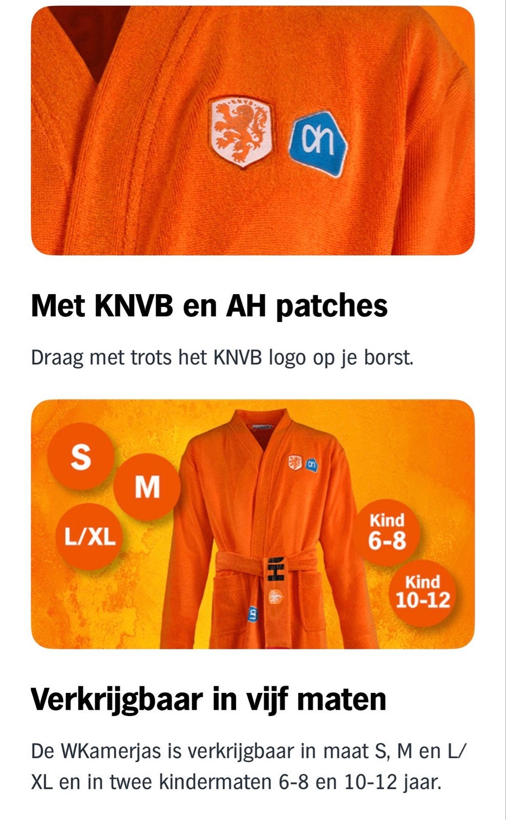 Spaarkaart AH Oranje WK Kamerjas KNVB logo en naam speler, Verzamelen, Supermarktacties, Albert Heijn, Ophalen