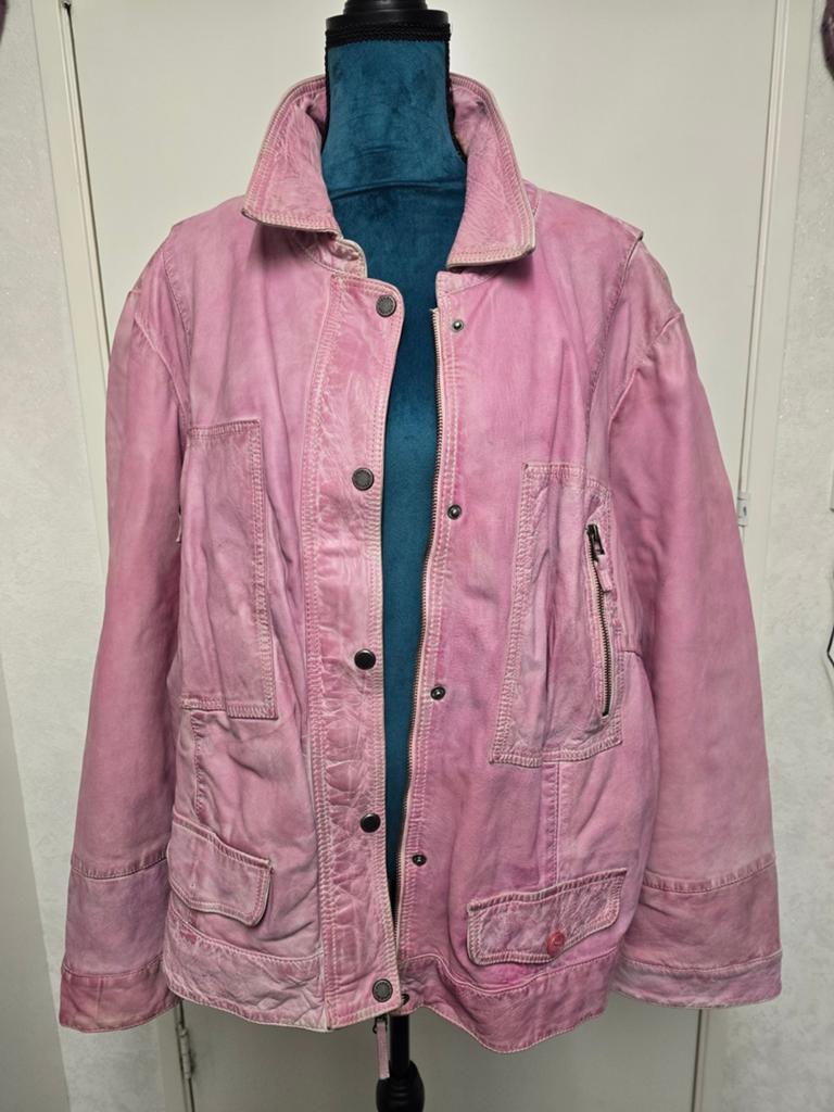 Roze leren jas van Open End maat 54, Ophalen of Verzenden, Zo goed als nieuw, Roze, Jas of Mantel