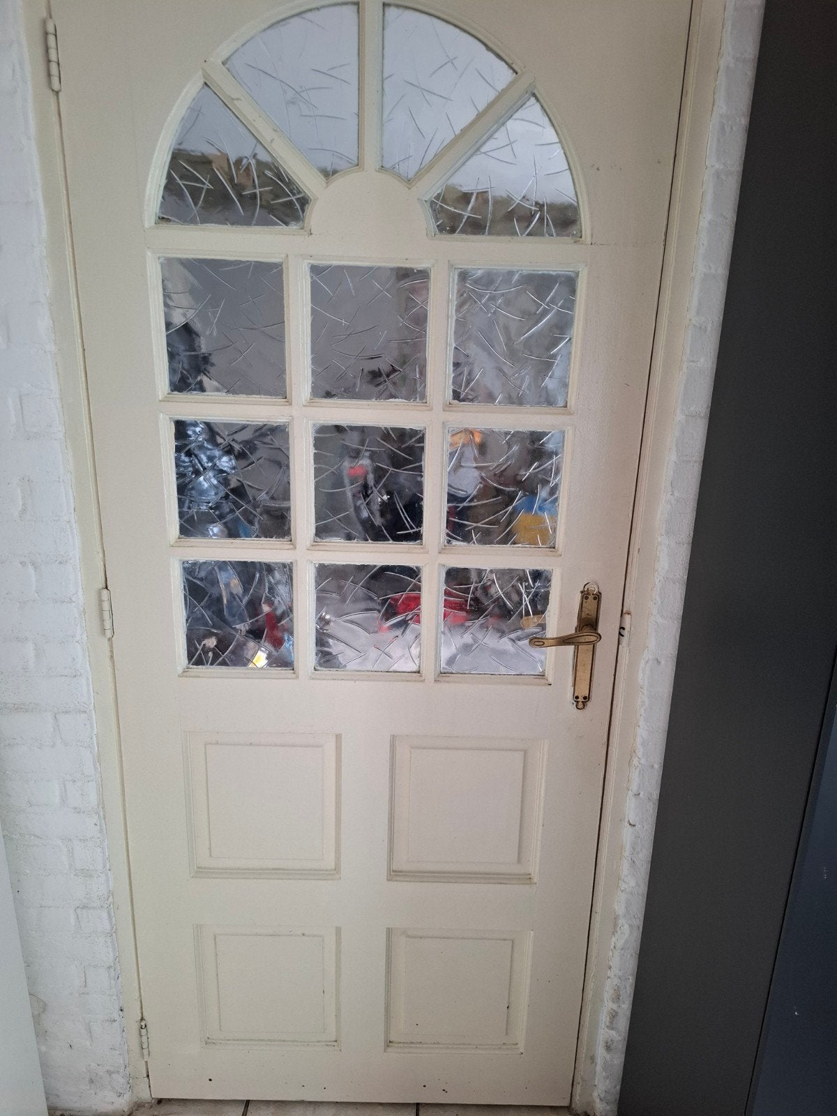 Binnendeur 201x 82,5 met glas en boogvormige bovenkant, Ophalen, Gebruikt, 80 tot 100 cm, Binnendeur