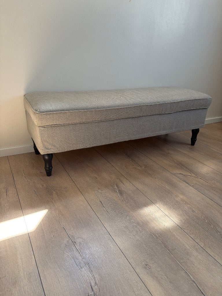Taupe bank / opbergkist, Ophalen, Tweepersoons, Minder dan 150 cm